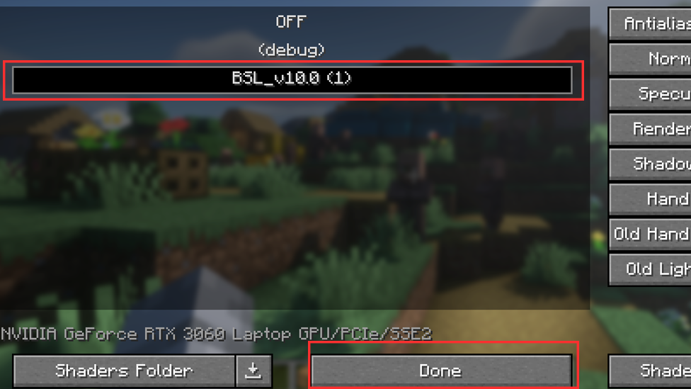  Activating the Shader in the Video Settings