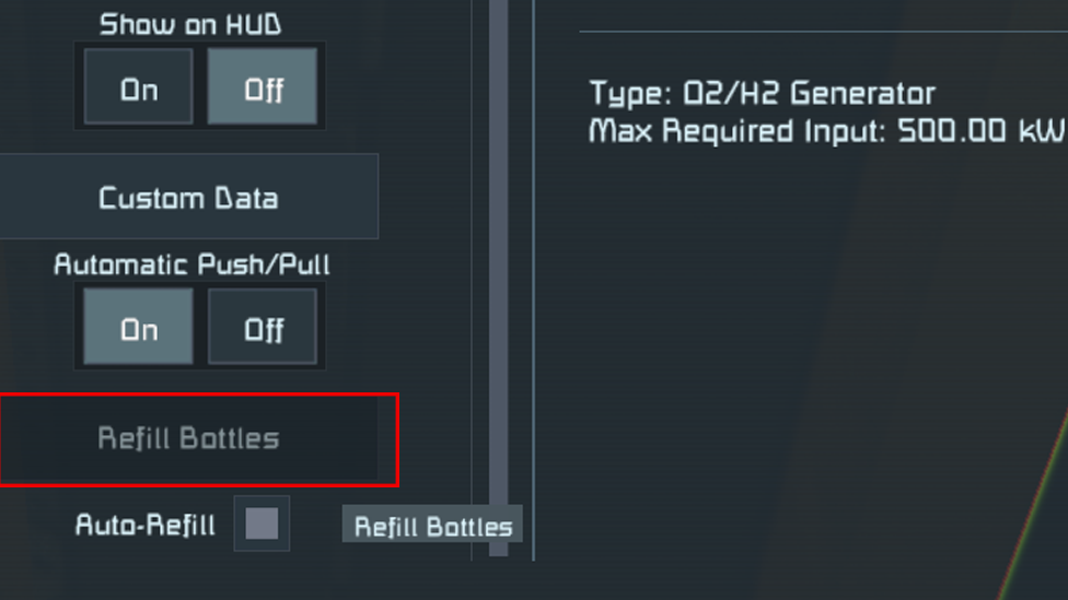  Refill Button in Control Panel