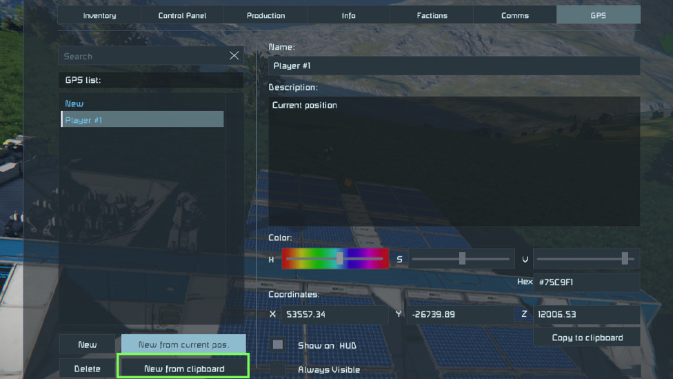  Control Panel for GPS
