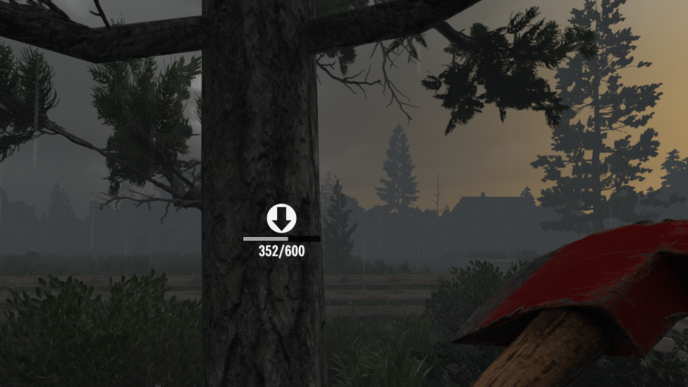  Using Steel Axe to Chop Down the Trees