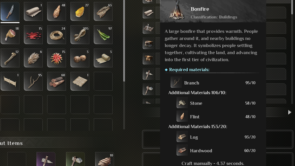  Using Flint To Craft Bonefire