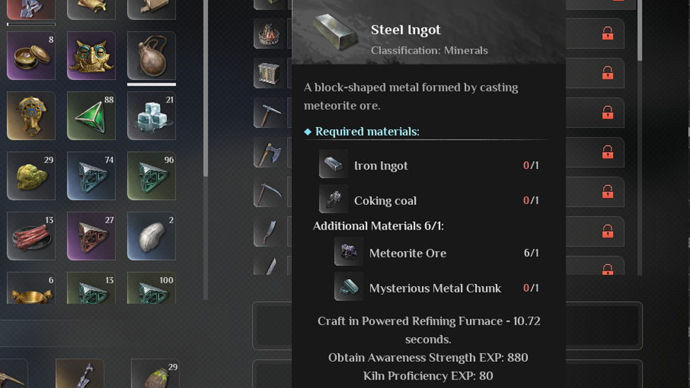  Steel Ingots Need Meteorite Ore for Crafting