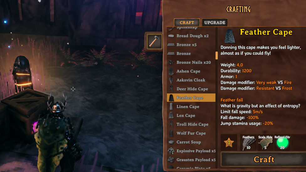 Crafting Feather Cape