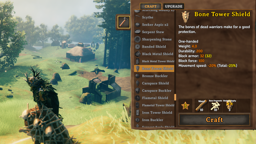 Crafting a Bone Tower Shield
