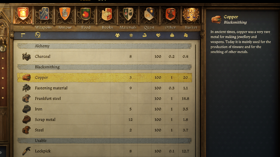 Purchasing From the Blacksmith