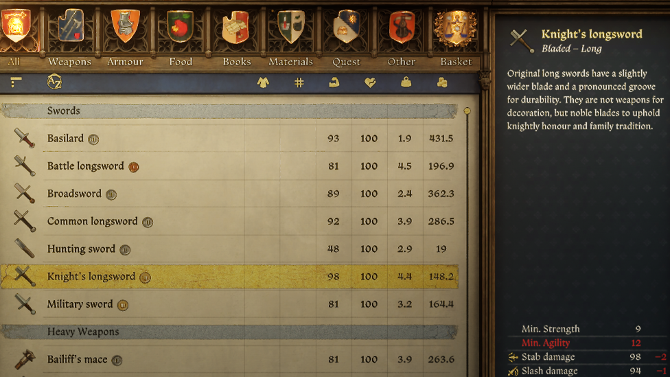 You Can Buy Two-Handed Swords From Blacksmiths