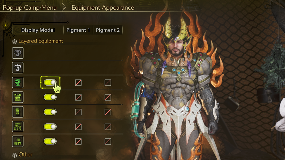 Changing Armor Appearance Menu