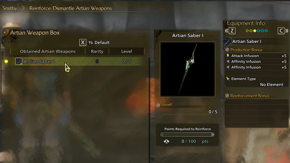 Reinforcing Artian Weapons