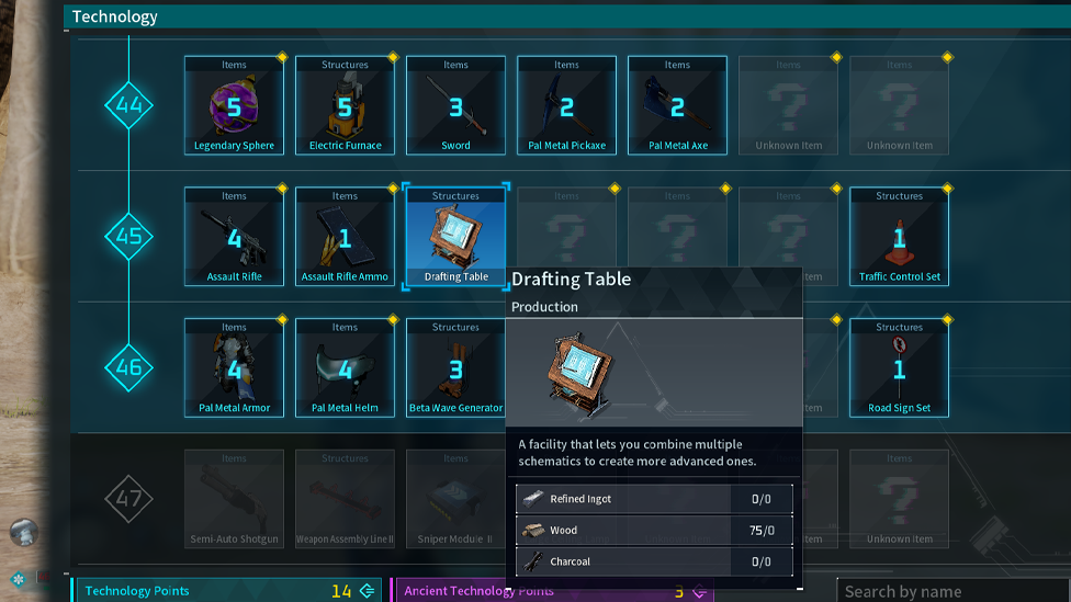 At Level 45 You Can Unlock Drafting Table From Technology Tab