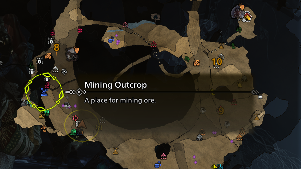 Map of Mining Outcrops in Ruins of Wyveria Where You Can Find Fucium Ore