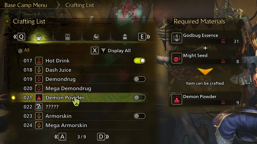 Crafting Demon Powder With Godbug Essence