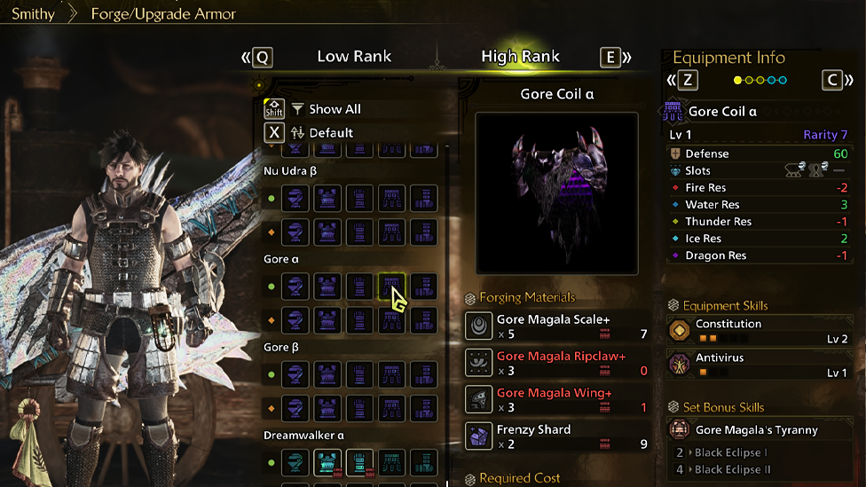 Gore Mangala Armor Crafting