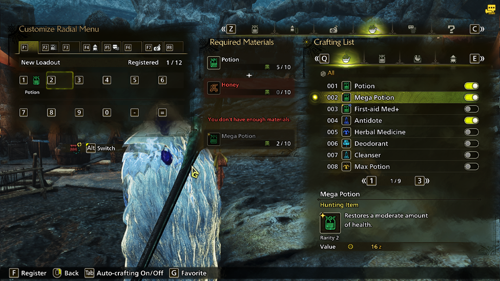 Crafting in Radial Menu