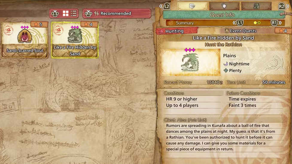 Select the Quest to Capture the Rathian in the Windward Plains