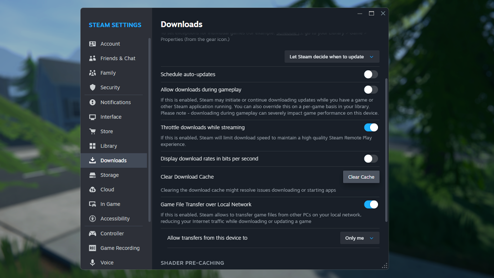 Cleaning Cache Button