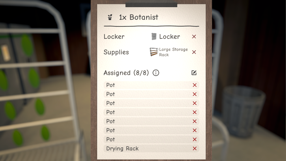 Assign the Botanist For the Drying Rack