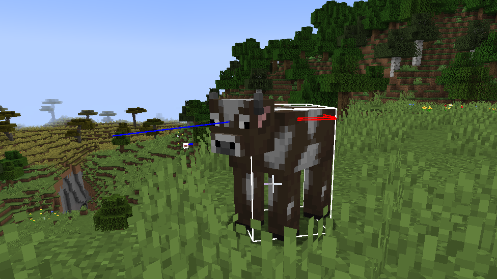 Cow Hitbox in Minecraft