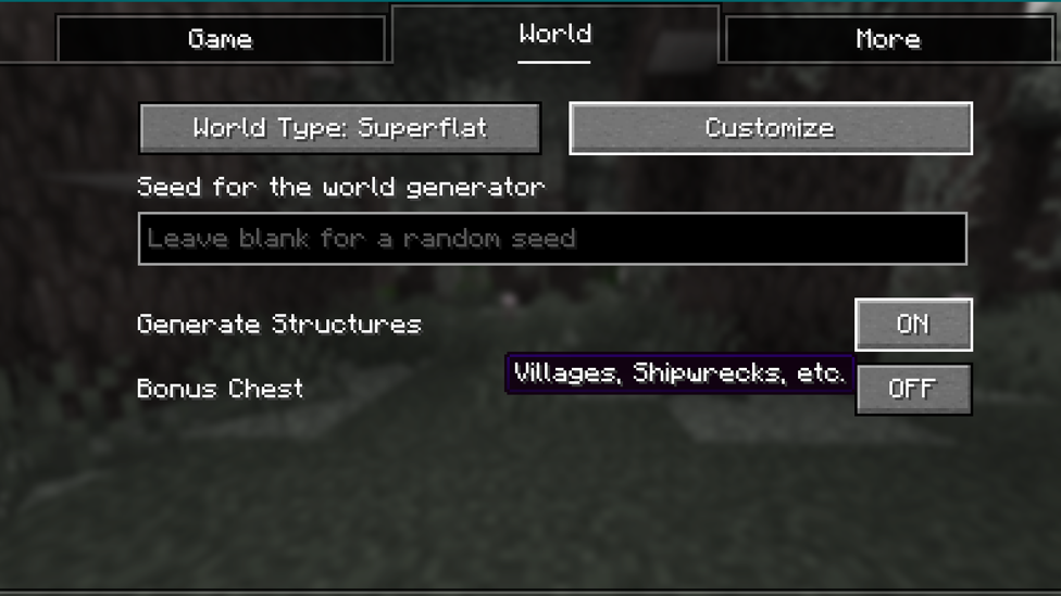 Java Edition of Superflat Mode With Villages