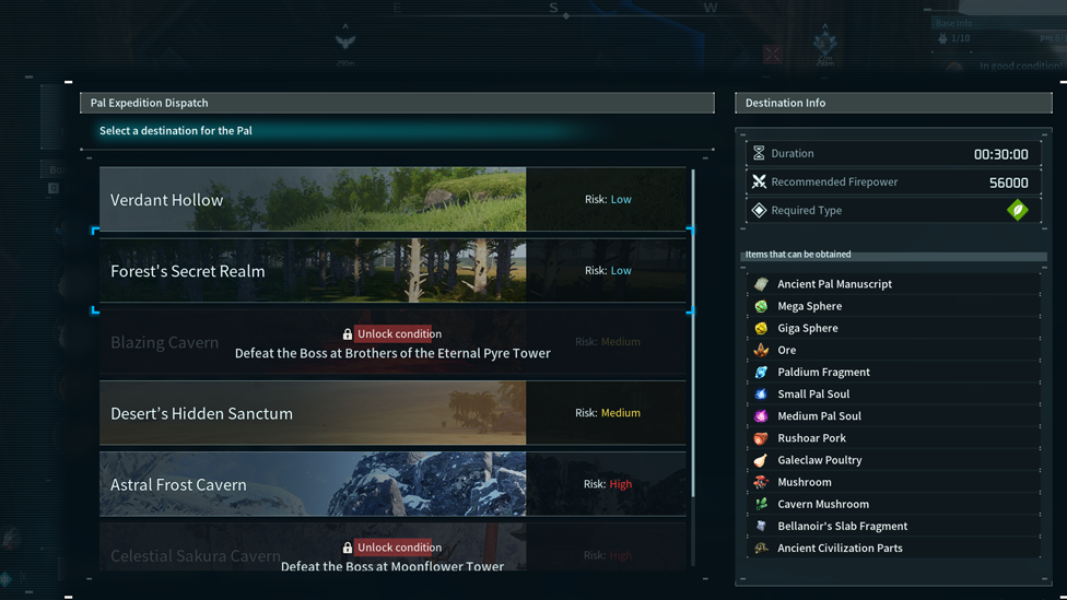 Expeditions Available in a Pal Expedition Center