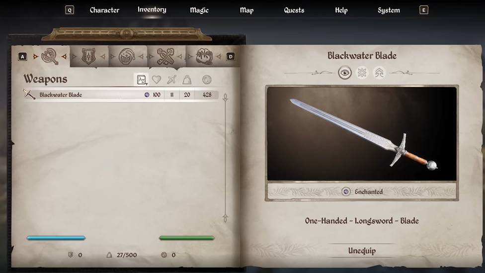 Blackwater Blade in Oblivion Remastered