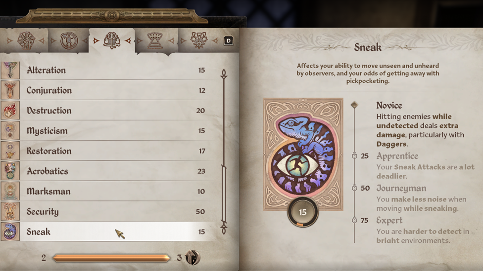 Sneak Skill in Oblivion Remastered