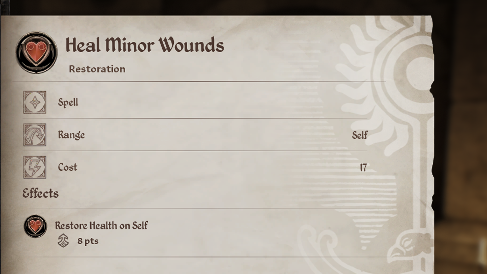 Heal Minor Wounds Spell in Oblivion Remastered