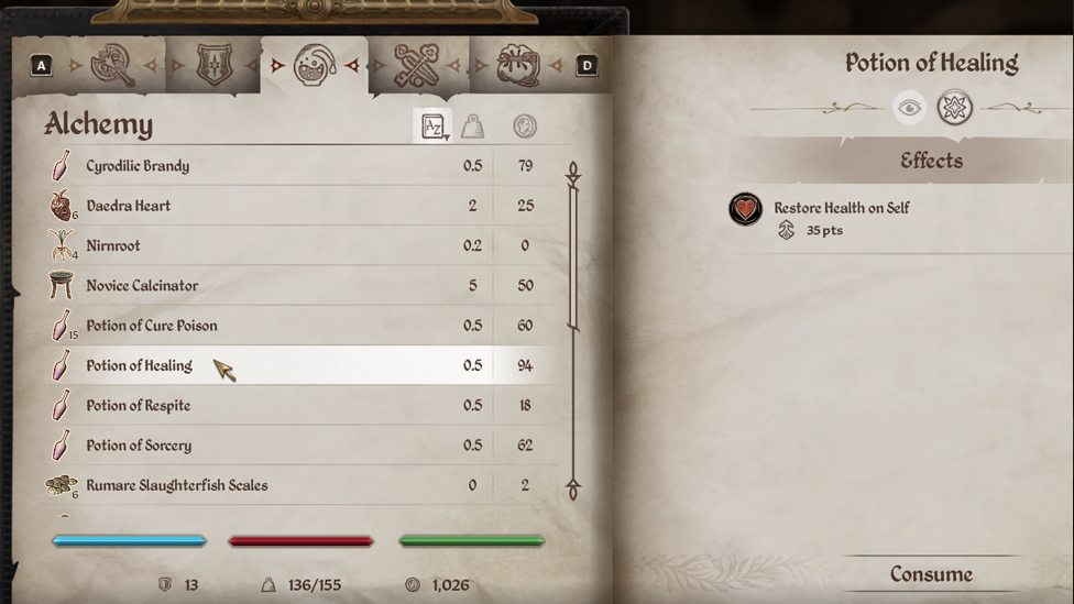 Potion of Healing in Oblivion Remastered