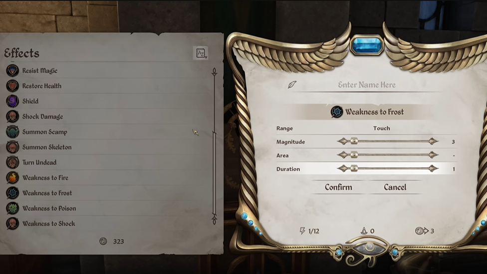 Spellmaking Menu in Oblivion Remastered