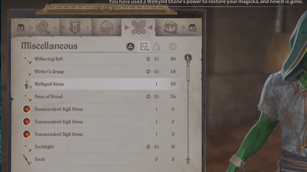 Consuming the Welknyd Stones in Oblivion Remastered