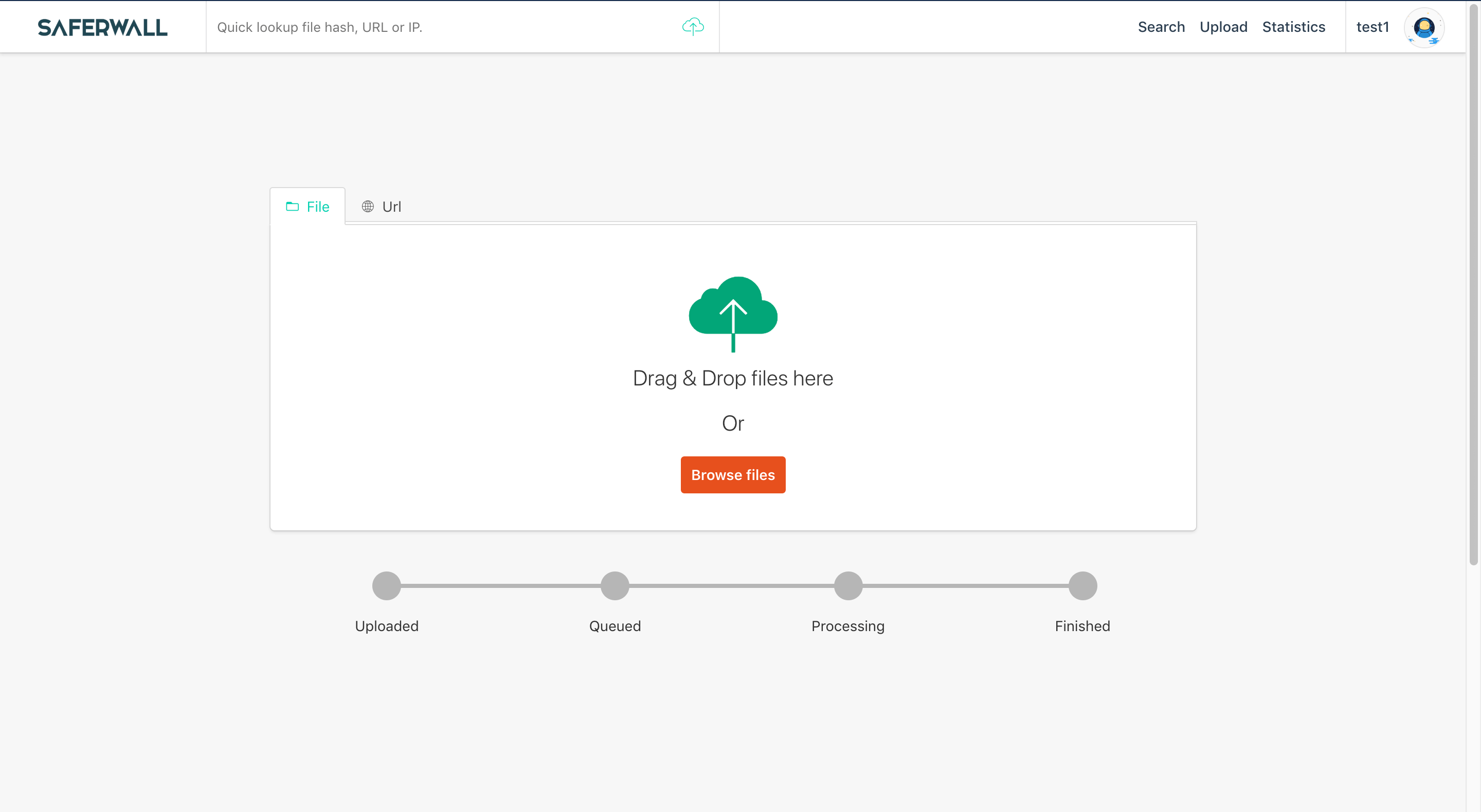 Saferwall upload page