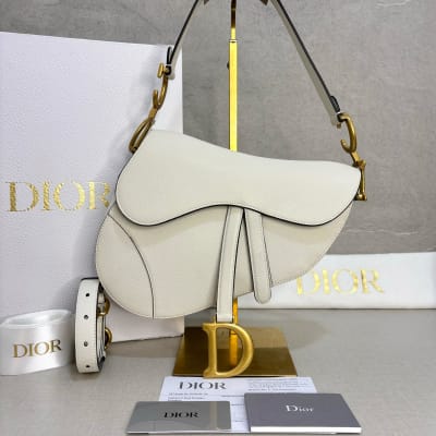 Dior Saddle Medium White Ghw 