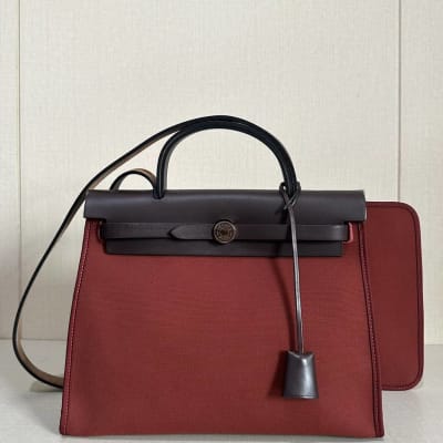 Hermès Herbag 31cm Toile Vache Hunter Canvas Shw 