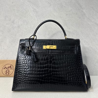 Hermès K32 Black Croco Ghw 
