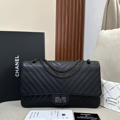 Chanel Raissue Black Chevron Full Black 