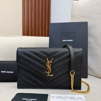 Yves Saint Laurent (YSL) WOC 19cm Hitam Caviar Ghw 