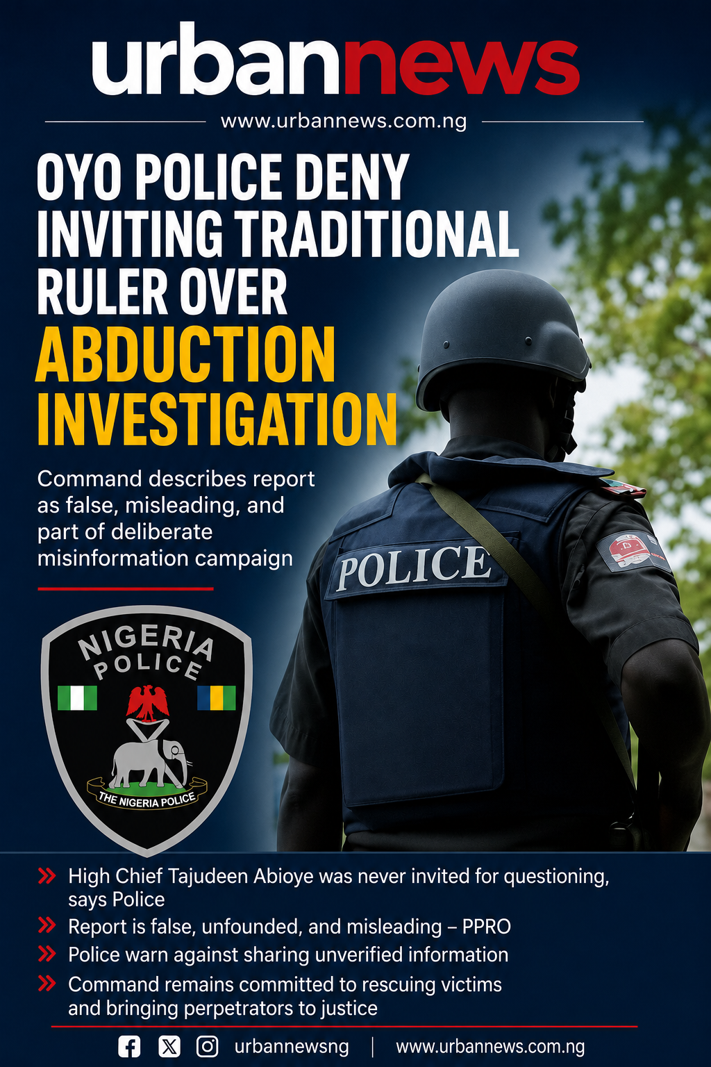 Oyo Police Deny Inviting Traditional Ruler Over Abduction Investigation