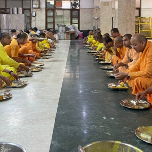 Iskcon brahmana bhojan, Sadhu Bhojan has been shown in this image