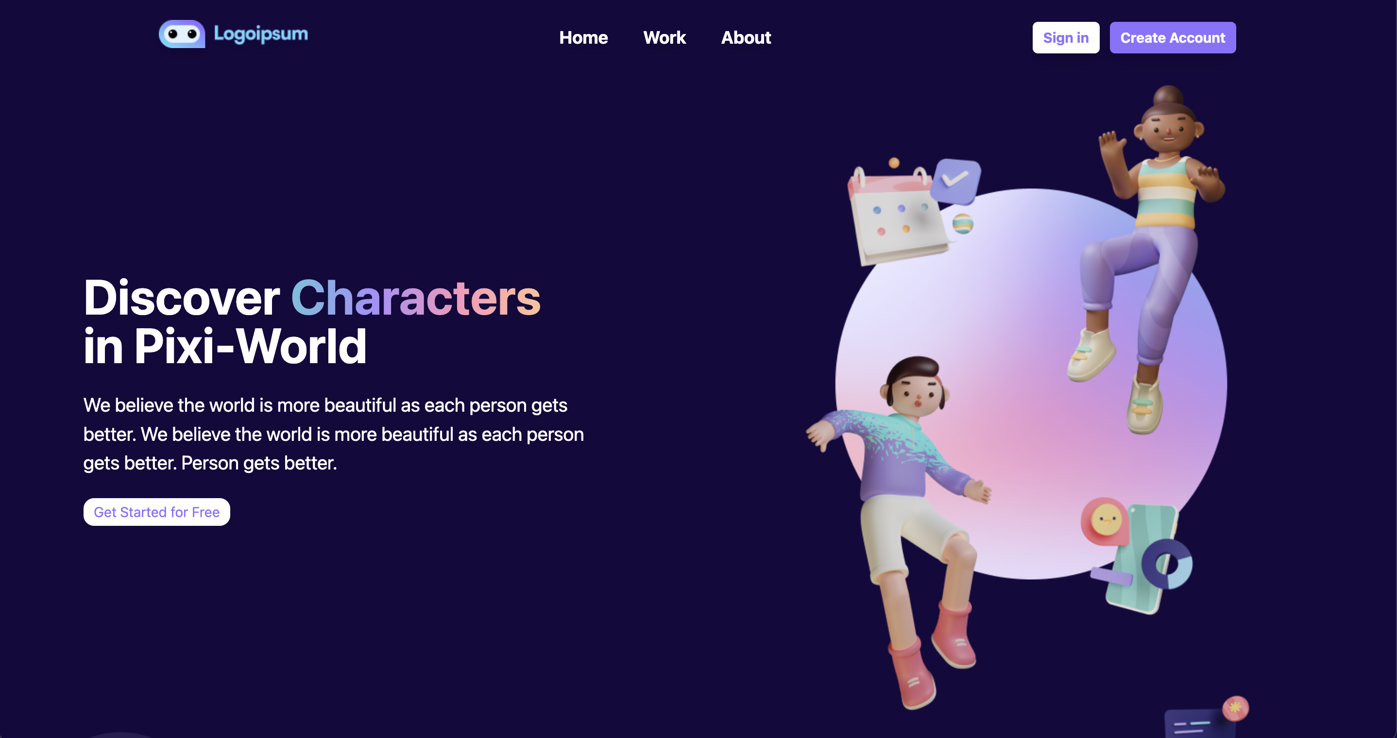 Pixi-World Landing Page