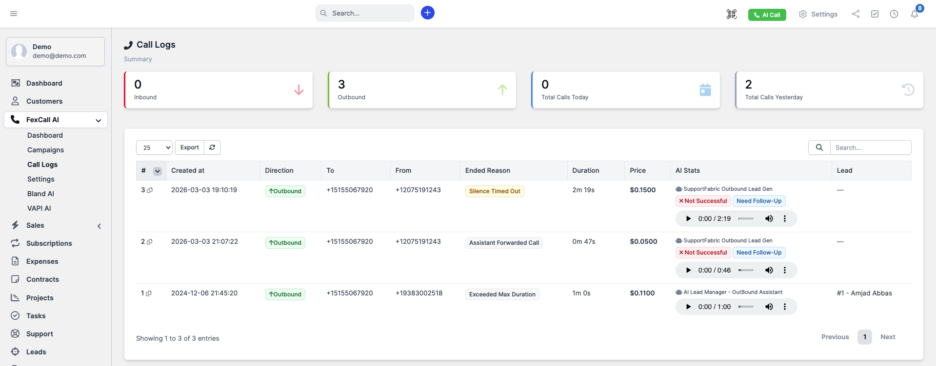 FexCall – Smart AI Call Assistant & Lead Automation Module for Perfex CRM