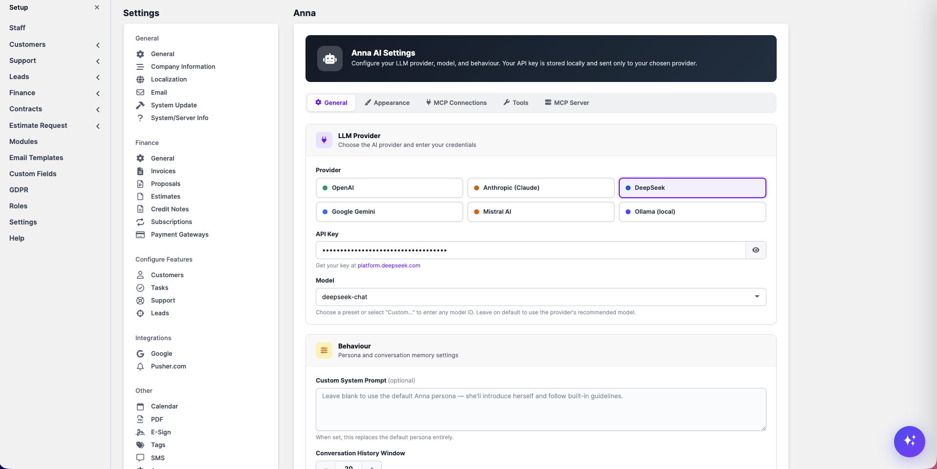 AI Provider and Model Settings