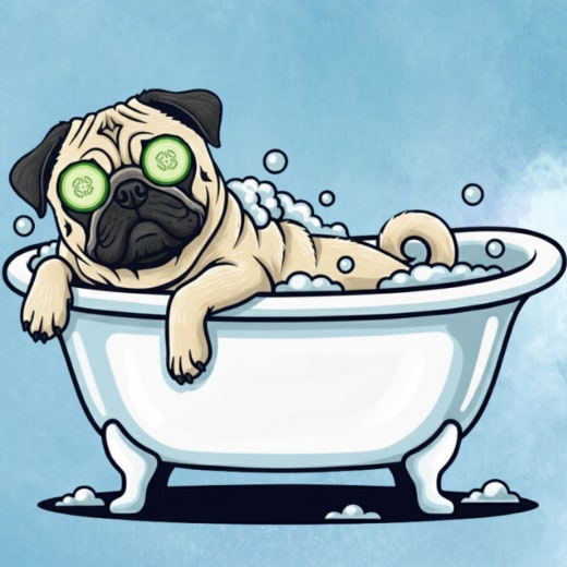 Mops ve vaně