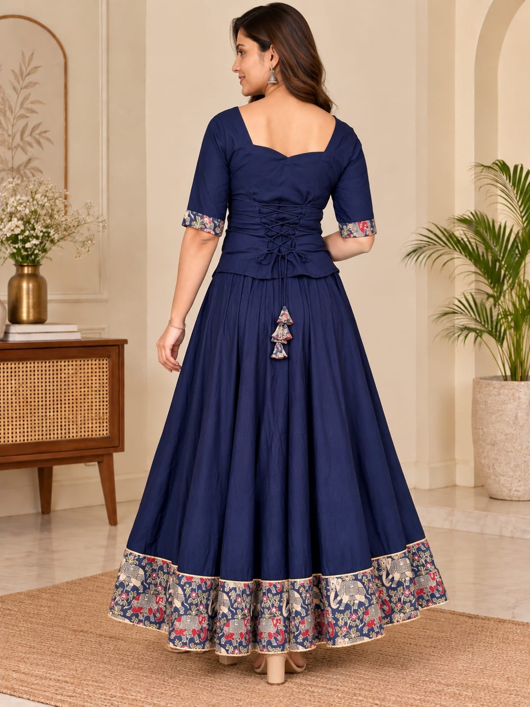 Rajsi Grace Navy Blue Flared Coord Set - View 3
