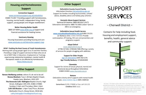 Good Food Oxford Image - Support Services Leaflet Cherwell