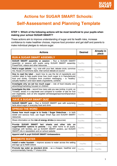 Good Food Oxford Image - Sugar Smart Schools Checklist