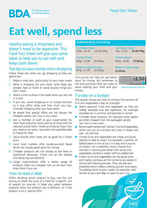 Good Food Oxford Image - Eat Well, Spend Less Food Facts