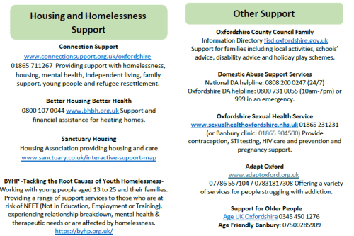 Good Food Oxford Image - Support Services Leaflet Cherwell