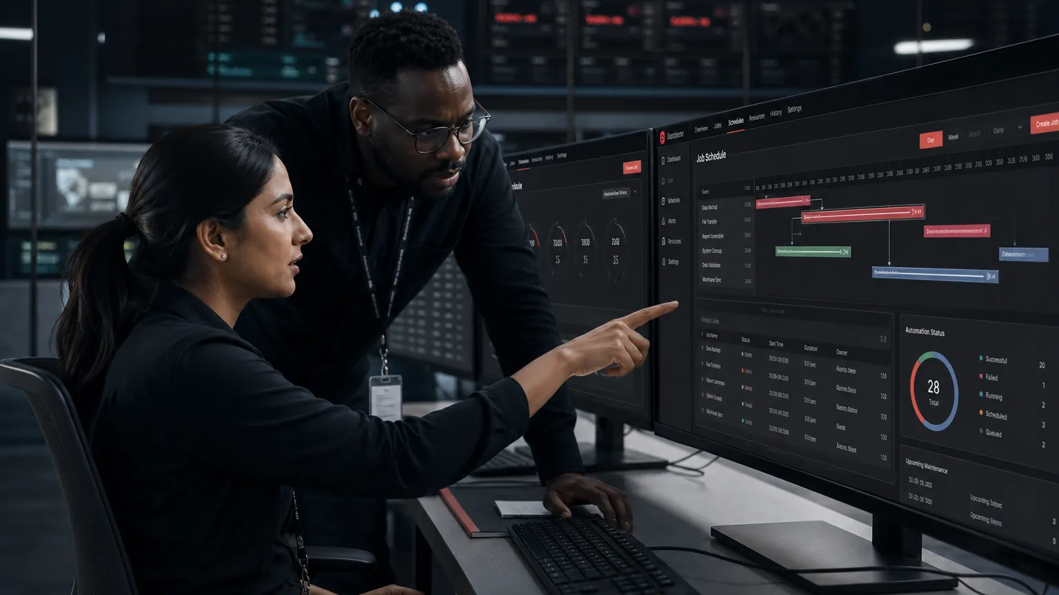 IT professionals managing workload automation dashboards