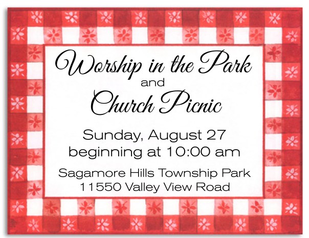 Worship in the Park and Picnic 8/27/2023