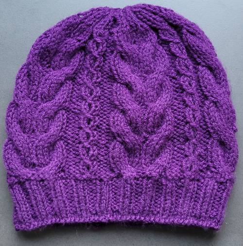 Bonnet aubergine - double torsade Bonnet aubergine - double torsade