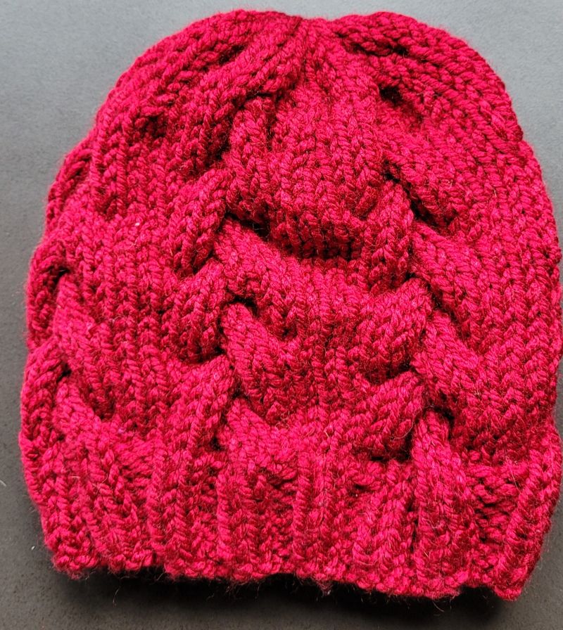 Bonnet dark red - tresse Main